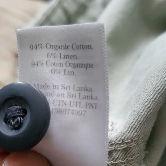 Everlane Green  Cropped Organic And Linen Blend  Pants with Relaxed Fit Sz 33 - Picture 12 of 12